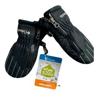 Columbia Baby Boy Girl Unisex Black Winter Mittens Infant One Size Zipper NWT